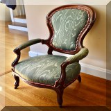 F63. Victorian open arm chair 42”h x 24”x 18” AS IS - $75 